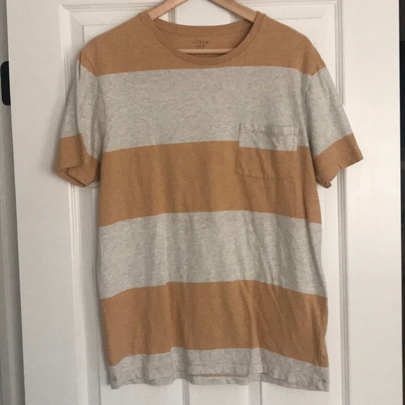 J. Crew Other - Cream heather and soft orange striped pocket tee
